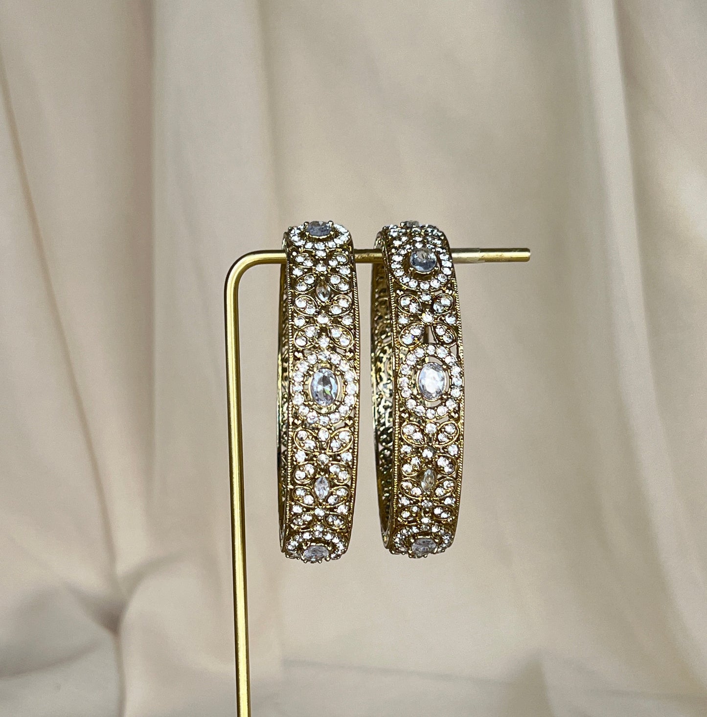White Polki Bangle | Kada Pair