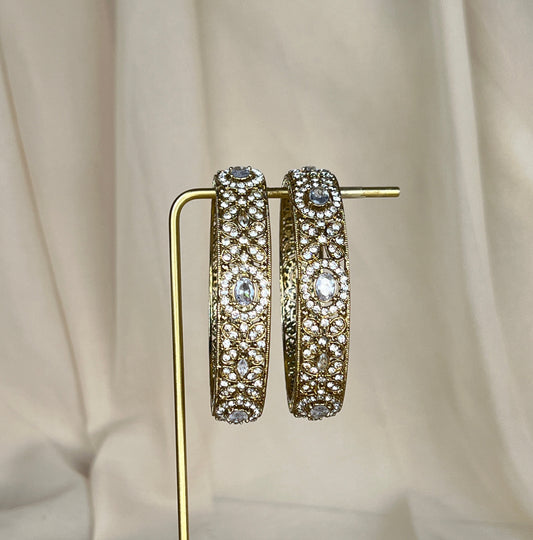 White Polki Bangle | Kada Pair