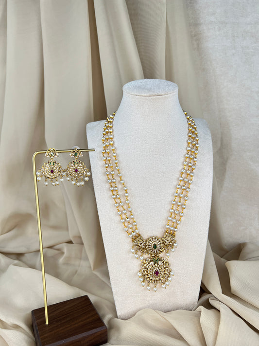AD | Pearl Gold Rani Haar | Long Necklace w/earrings