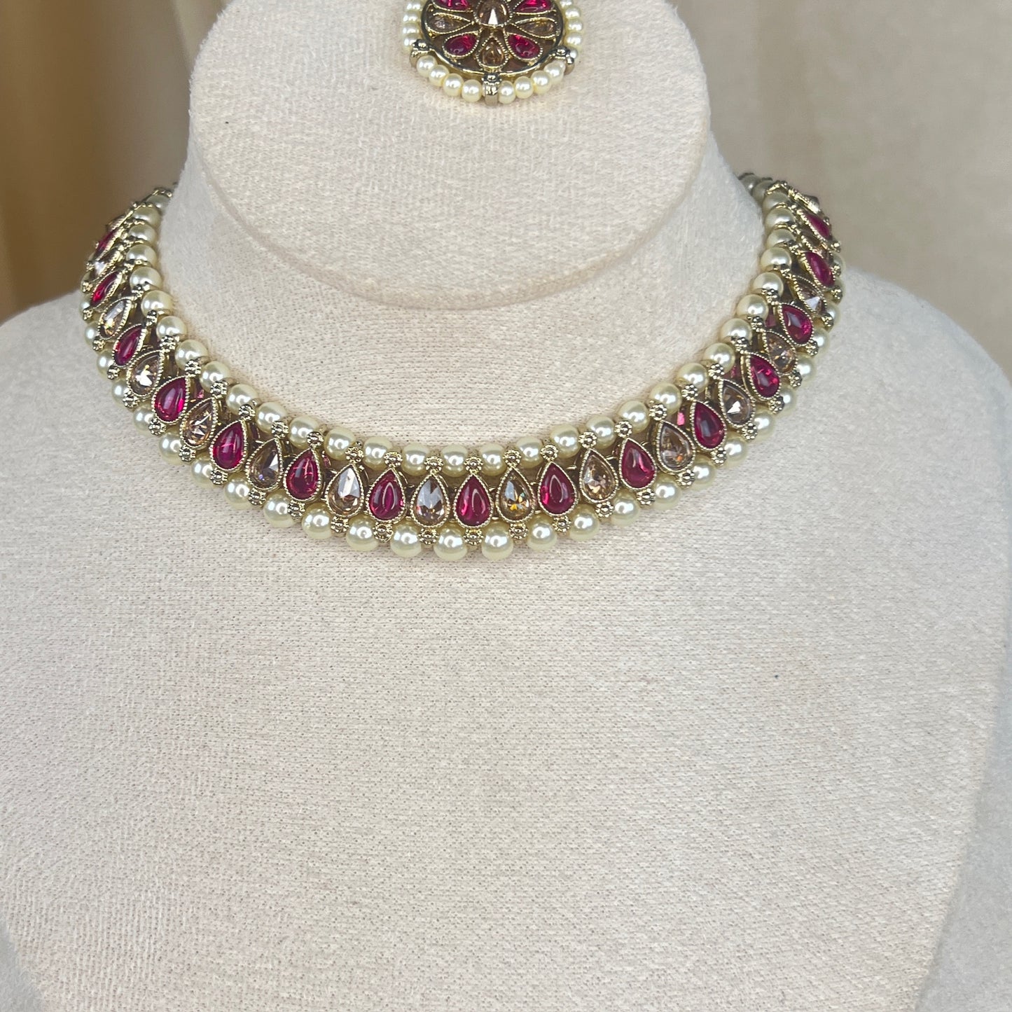 Dainty Necklace | Choker set w/Jhumka Earrings