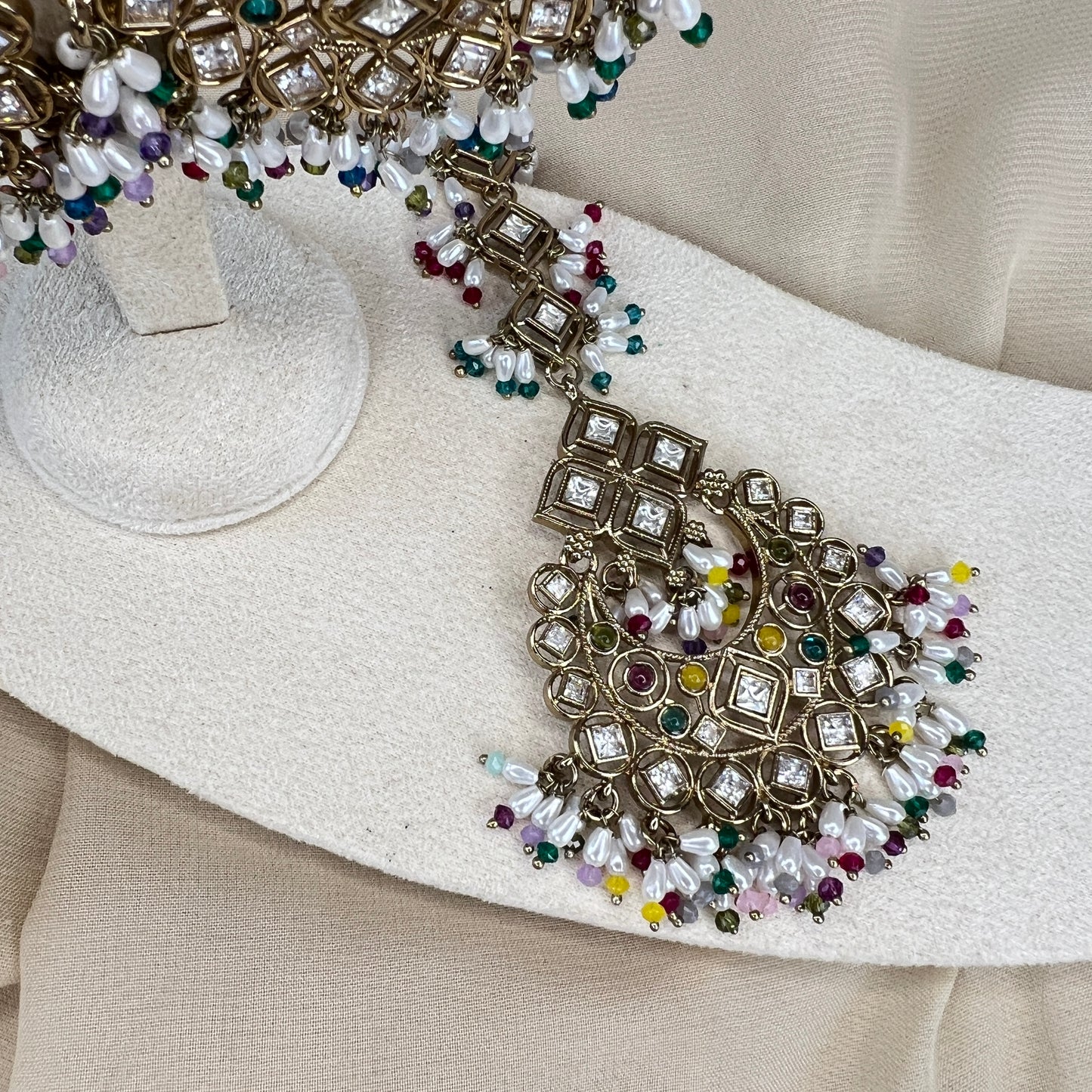 Kundan Oversized Earring and Tikka Set