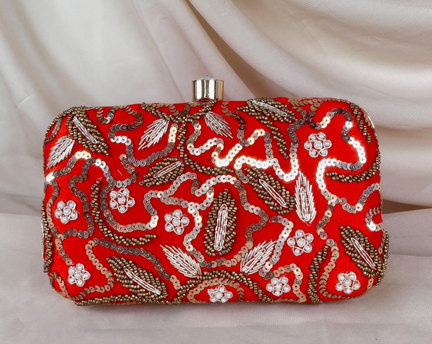 Embroidered Pearl Clutch