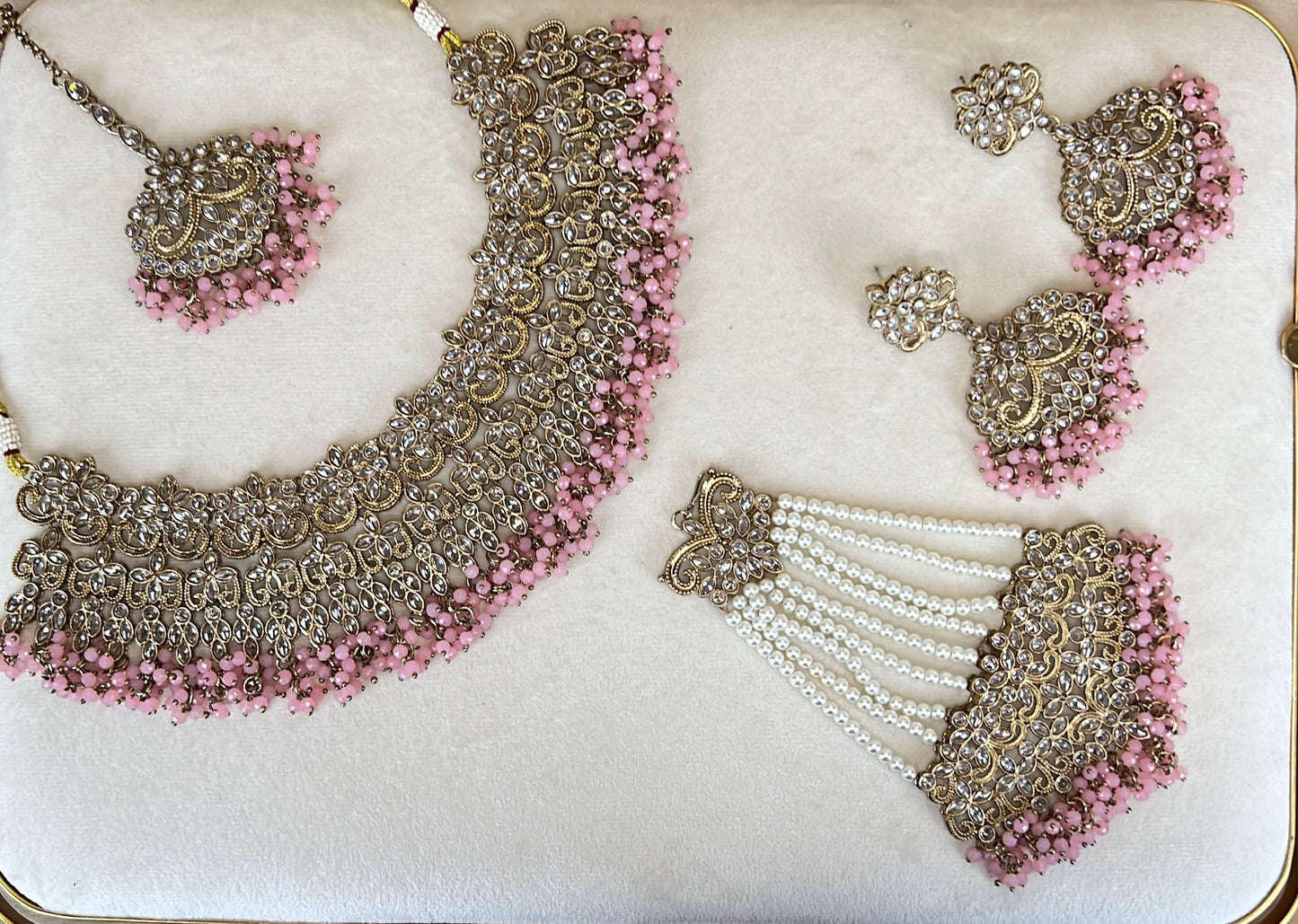 Large Bib Pakistani Style Semi Bridal Set w/Jhoomar