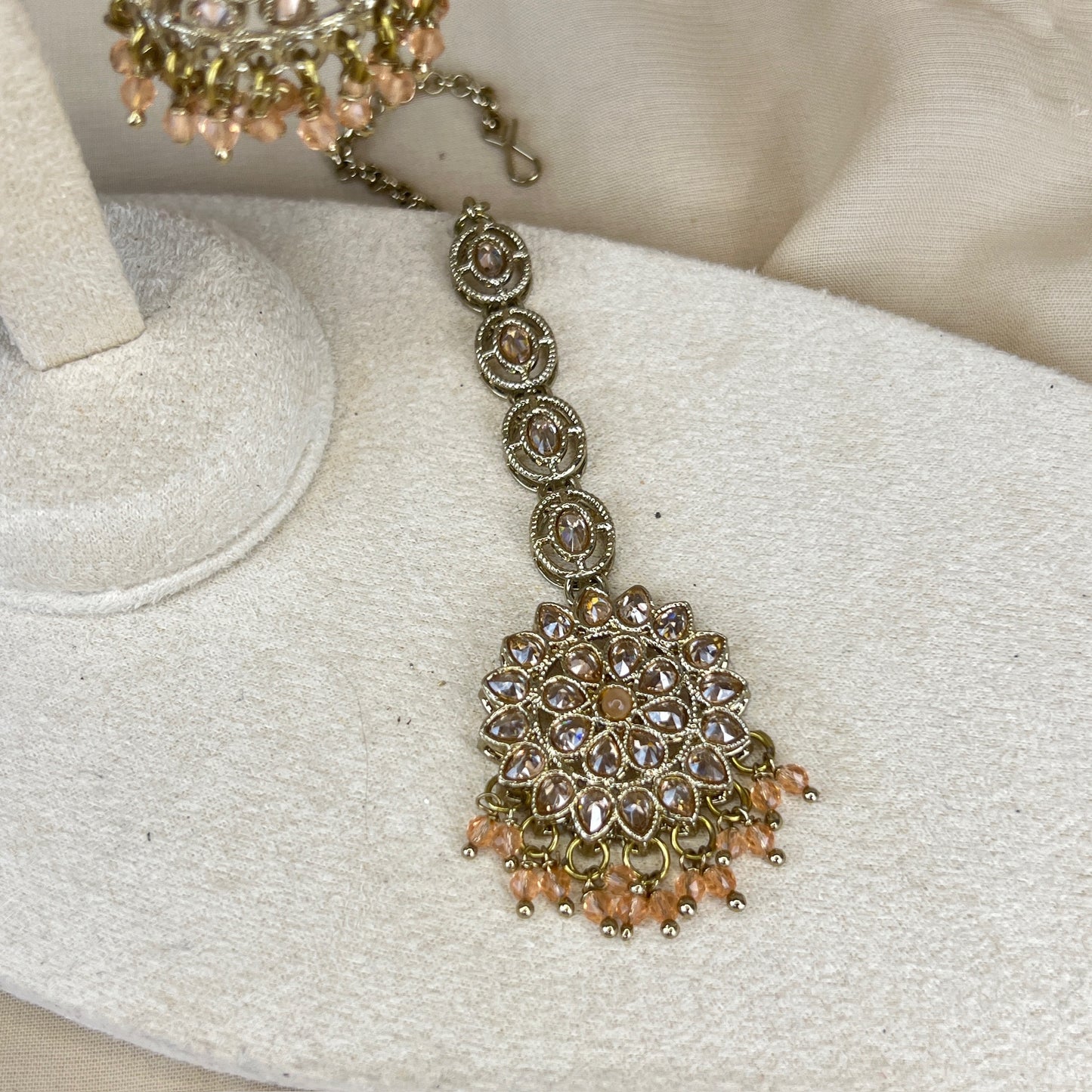 Gold Jhumka Earring & Tikka Set