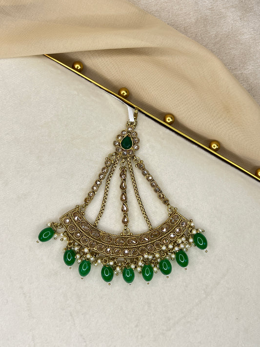 Polki Side Tikka Headpiece | Jhoomar | Japta | Passa