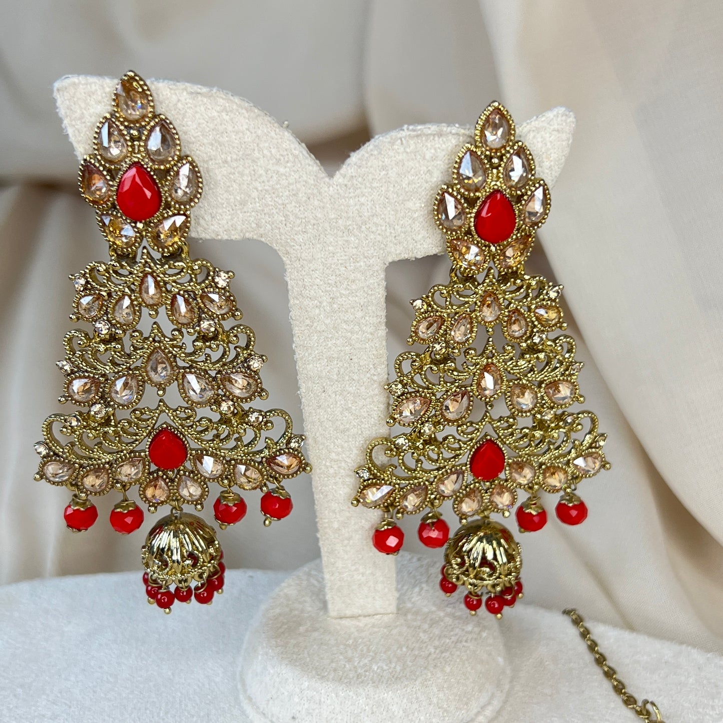 Gold Polki Earring & Tikka Set