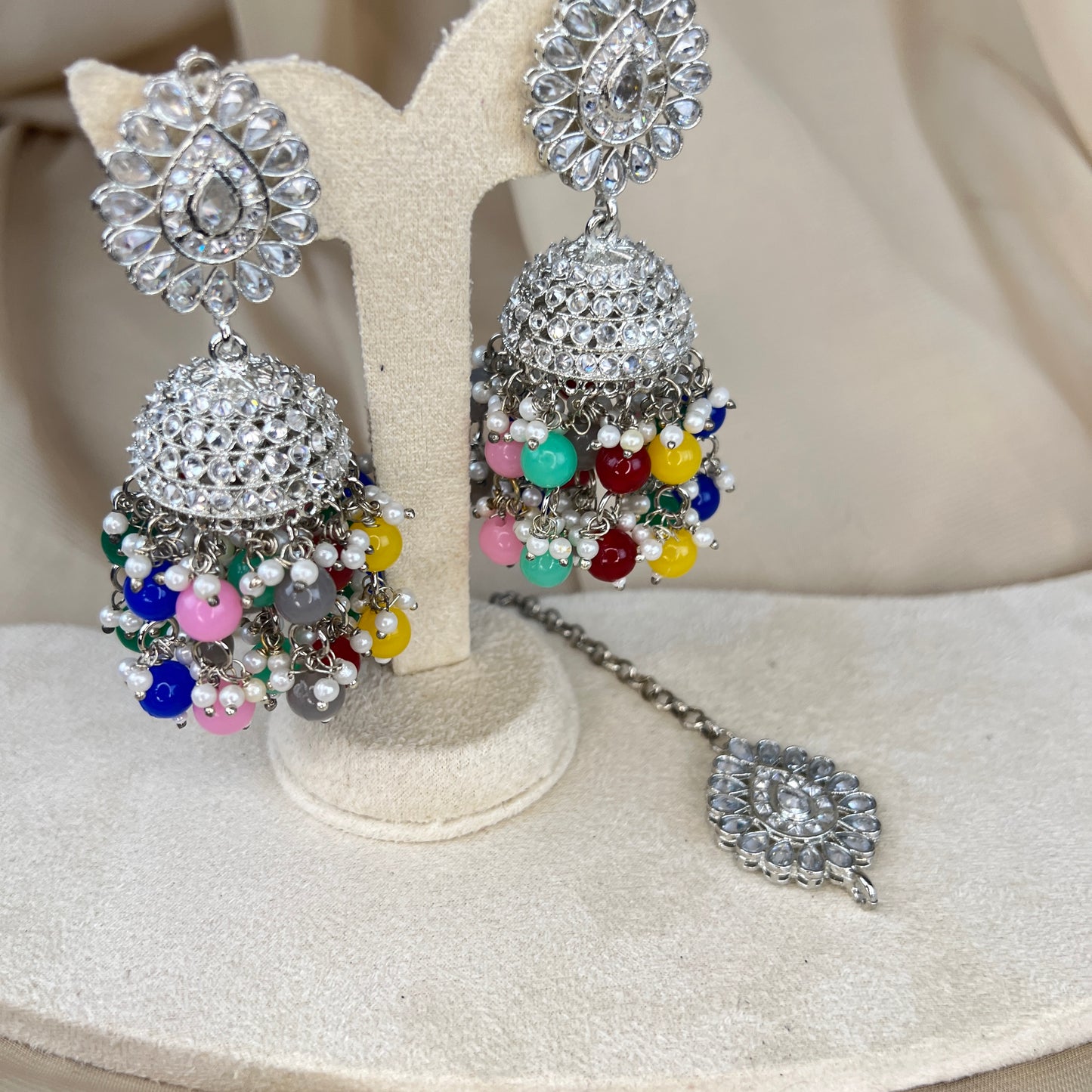 Large Jhumka Earring and Tikka Set