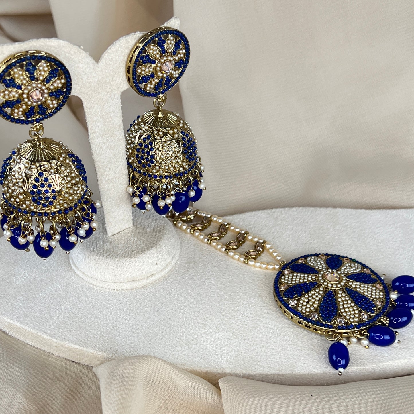 Nauratan Jhumka Oversized Earring and Tikka Set