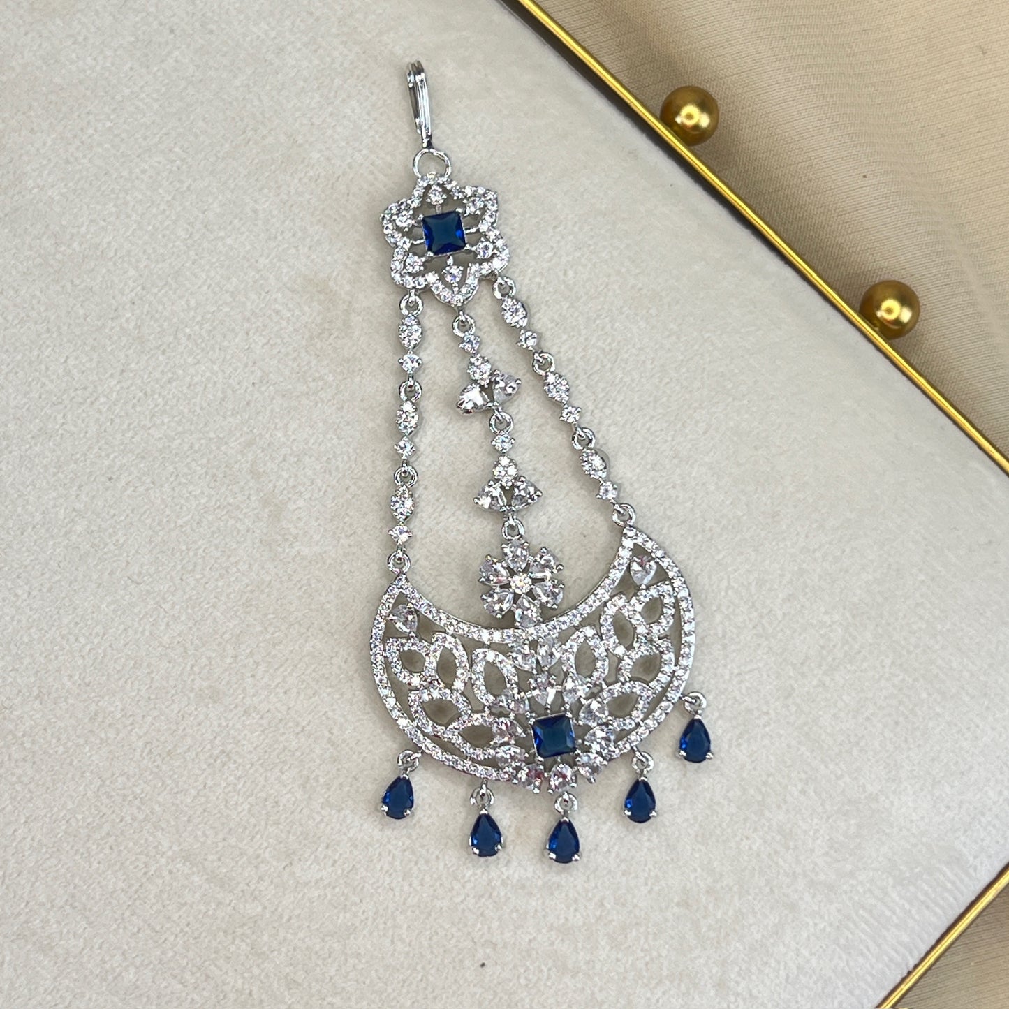 American Diamond | AD | Dainty Silver Jhoomar | Jhapta | Side Tikka