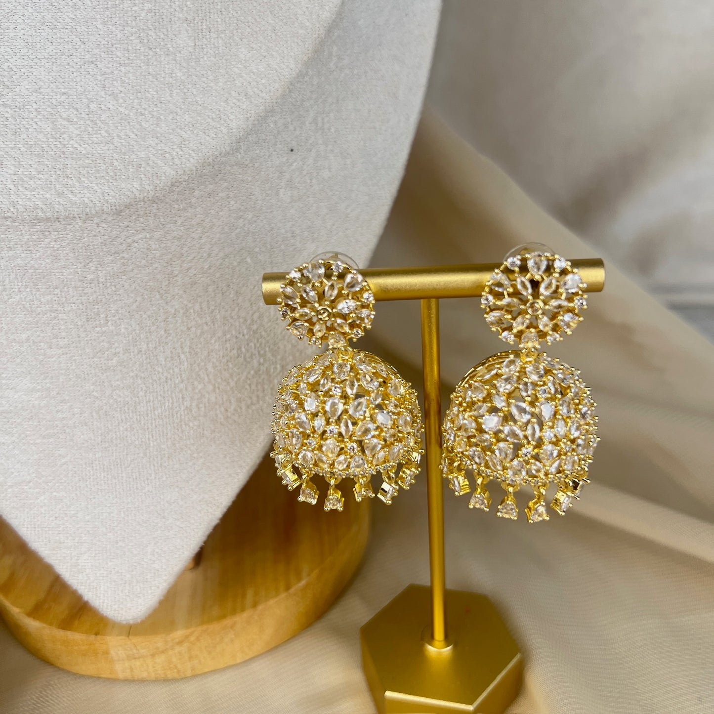American Diamond | AD | Dainty Necklace Set w/Jhumkas