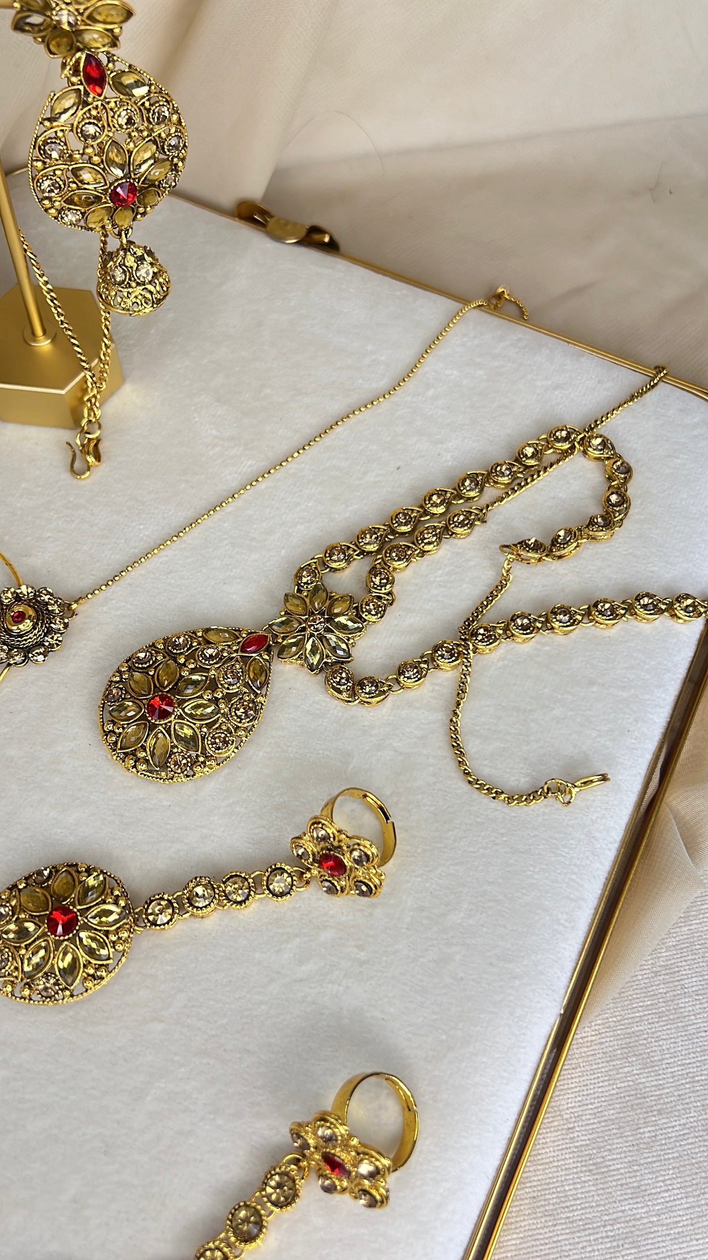 Traditional Gold and Red Bridal Set