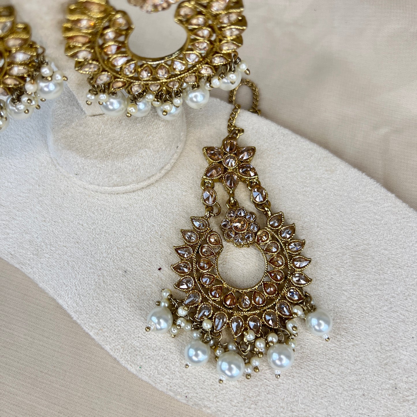 Oversized Polki Earring and Tikka Set