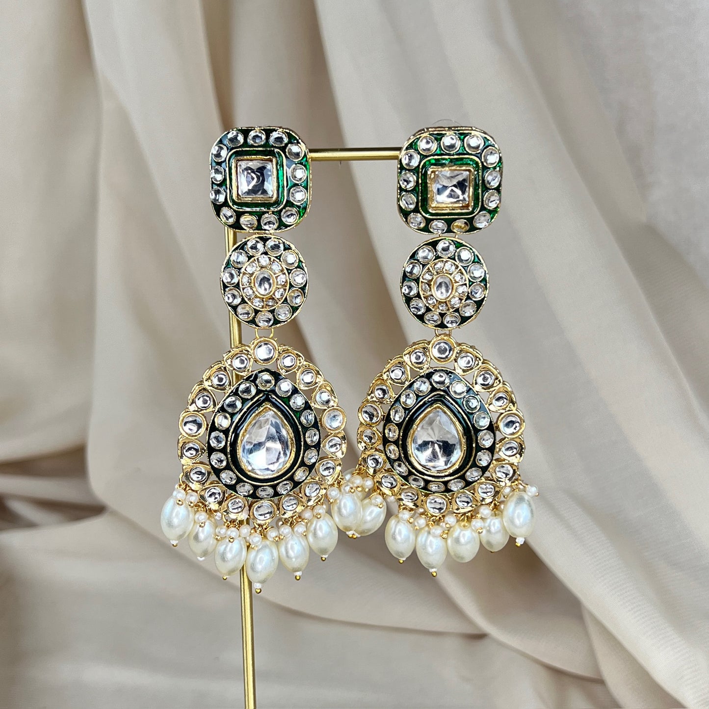 Long Kundan Statement Earrings