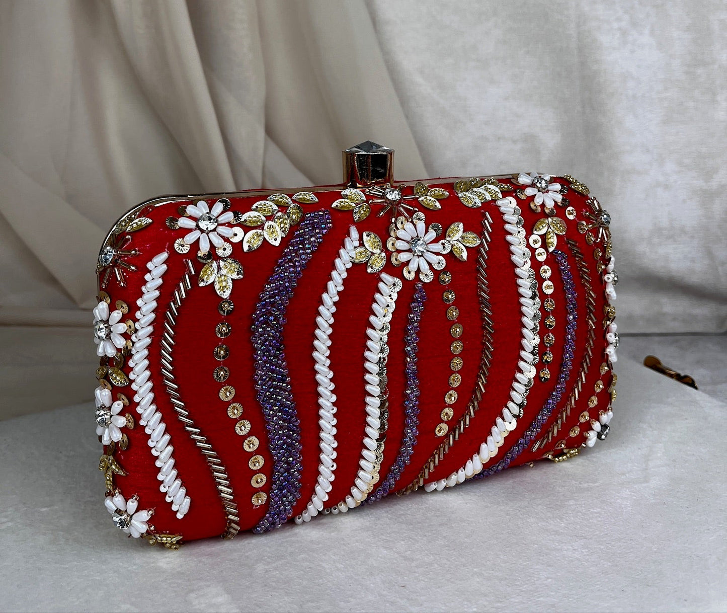 Embroidered Pearl Clutch