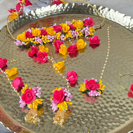 Floral | Faux Flower Choker set w/ and Bangle Kaleera