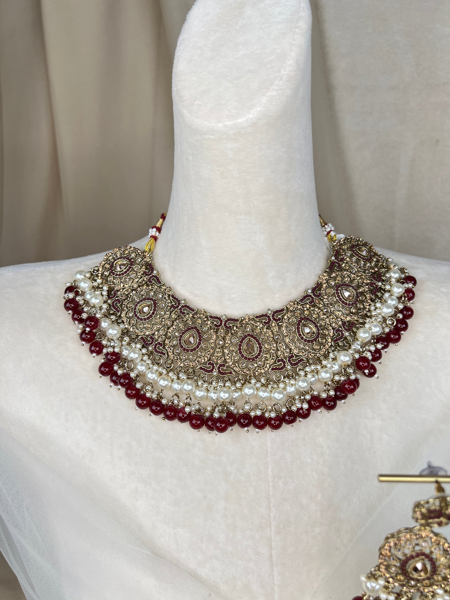 Pakisatani Style Necklace Set with Jhumka and Jhoomar