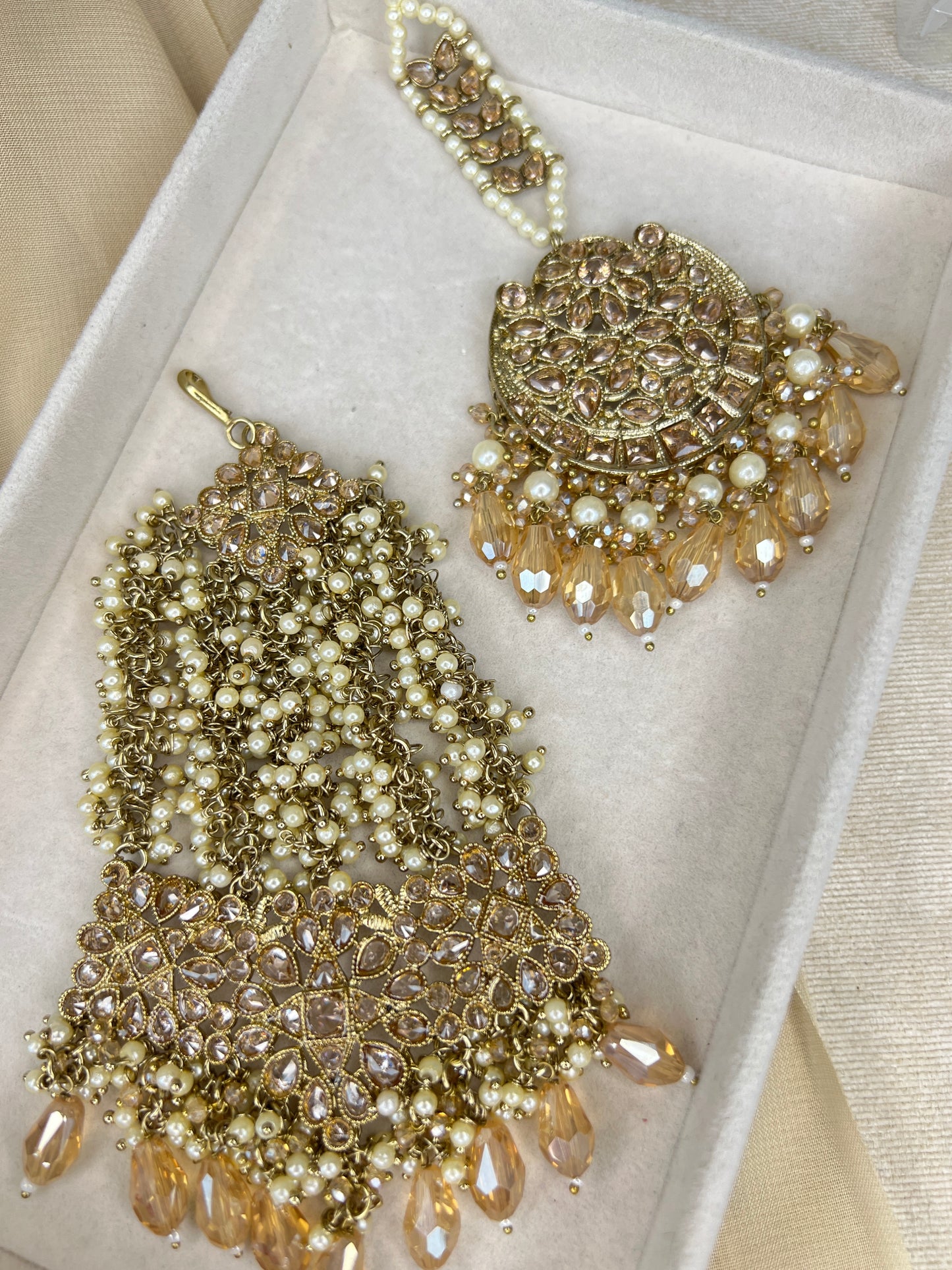 Pakistani Semi Bridal Necklace Set w/Jhommar