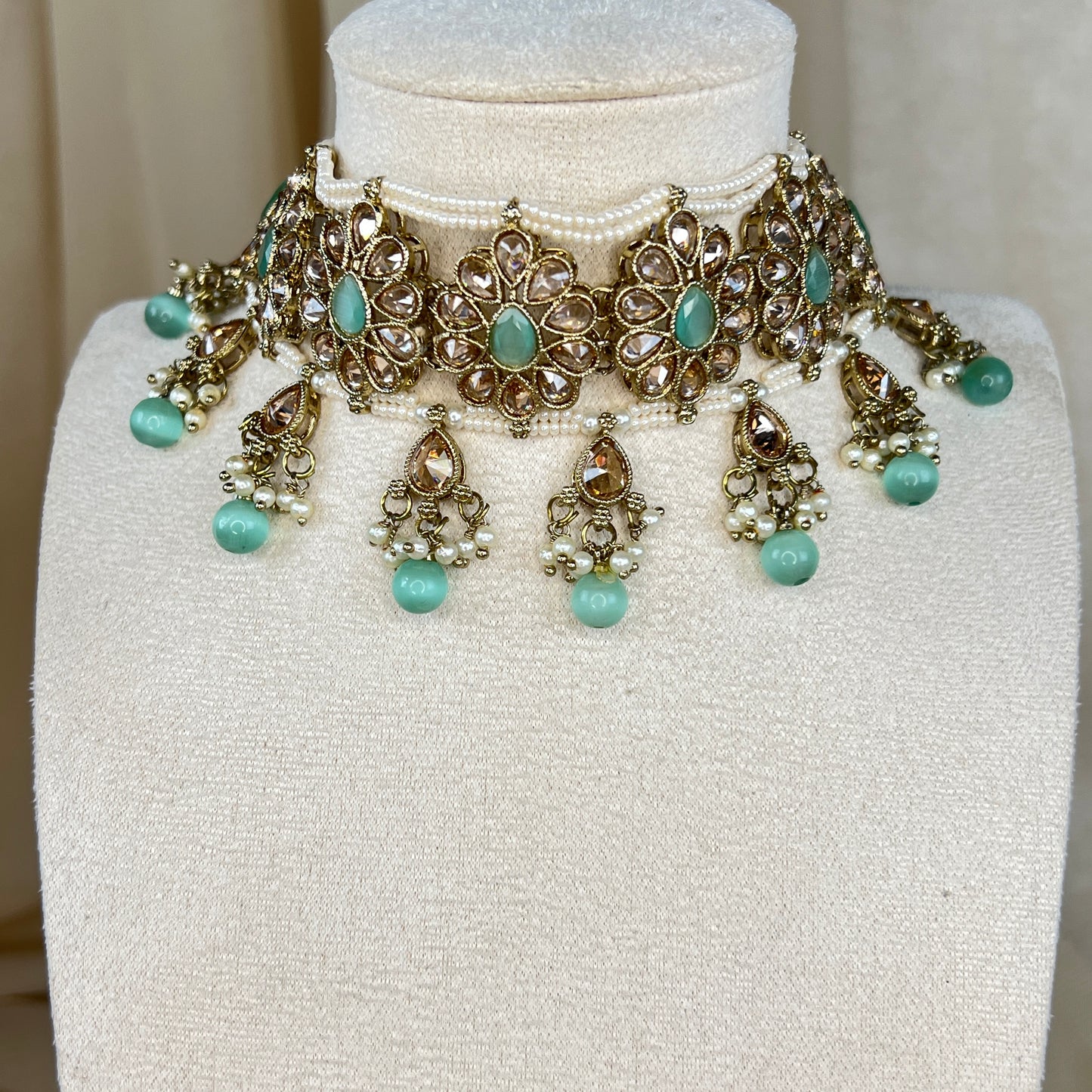 Pearl Choker Set with Large Jhumka Earrings