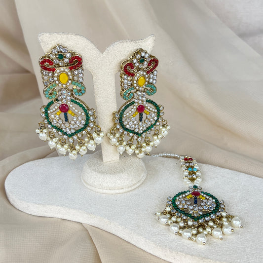 Nauratan Earring & Tikka Set