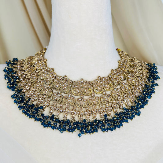 Large Bib Pakistani Style Semi Bridal Set w/Jhoomar