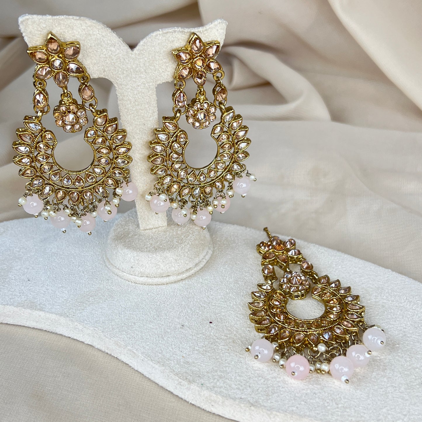 Oversized Polki Earring and Tikka Set