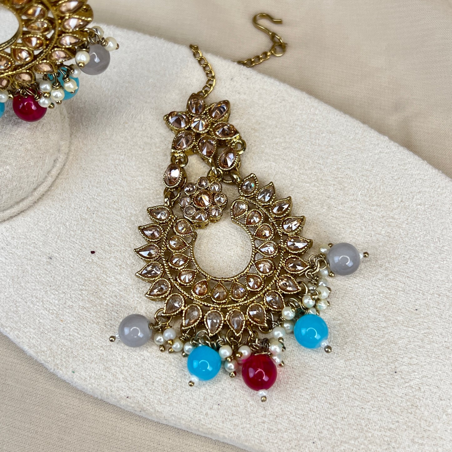 Oversized Polki Earring and Tikka Set