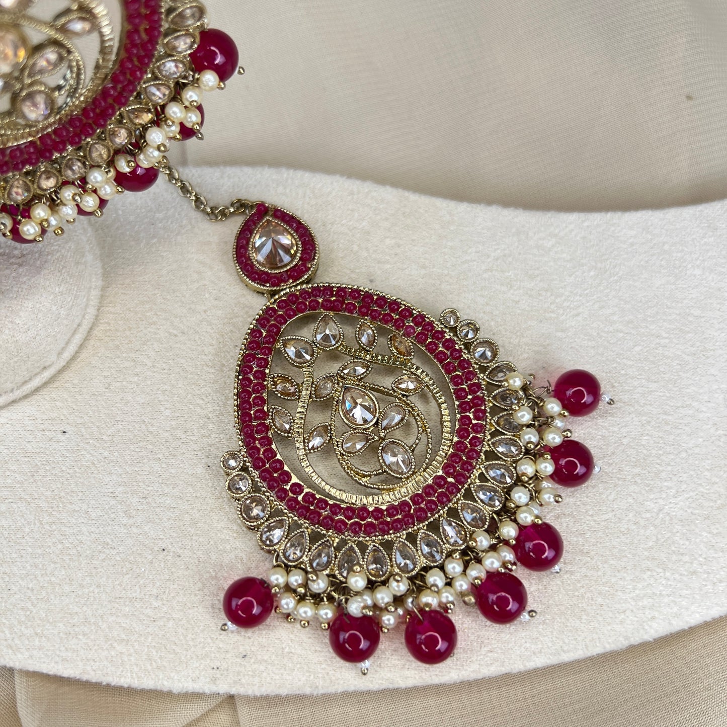Oversized Nauratan Earring and Tikka Set