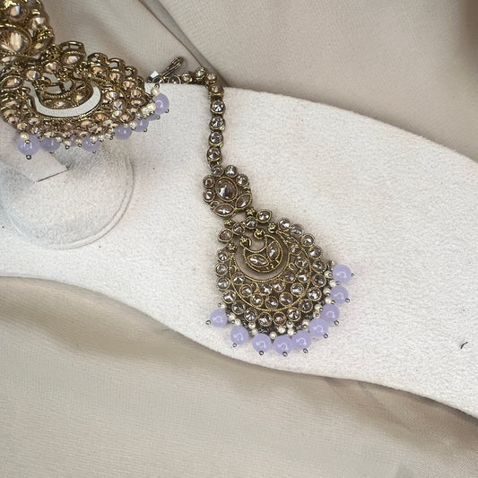 Gold Polki Earring & Tikka Set