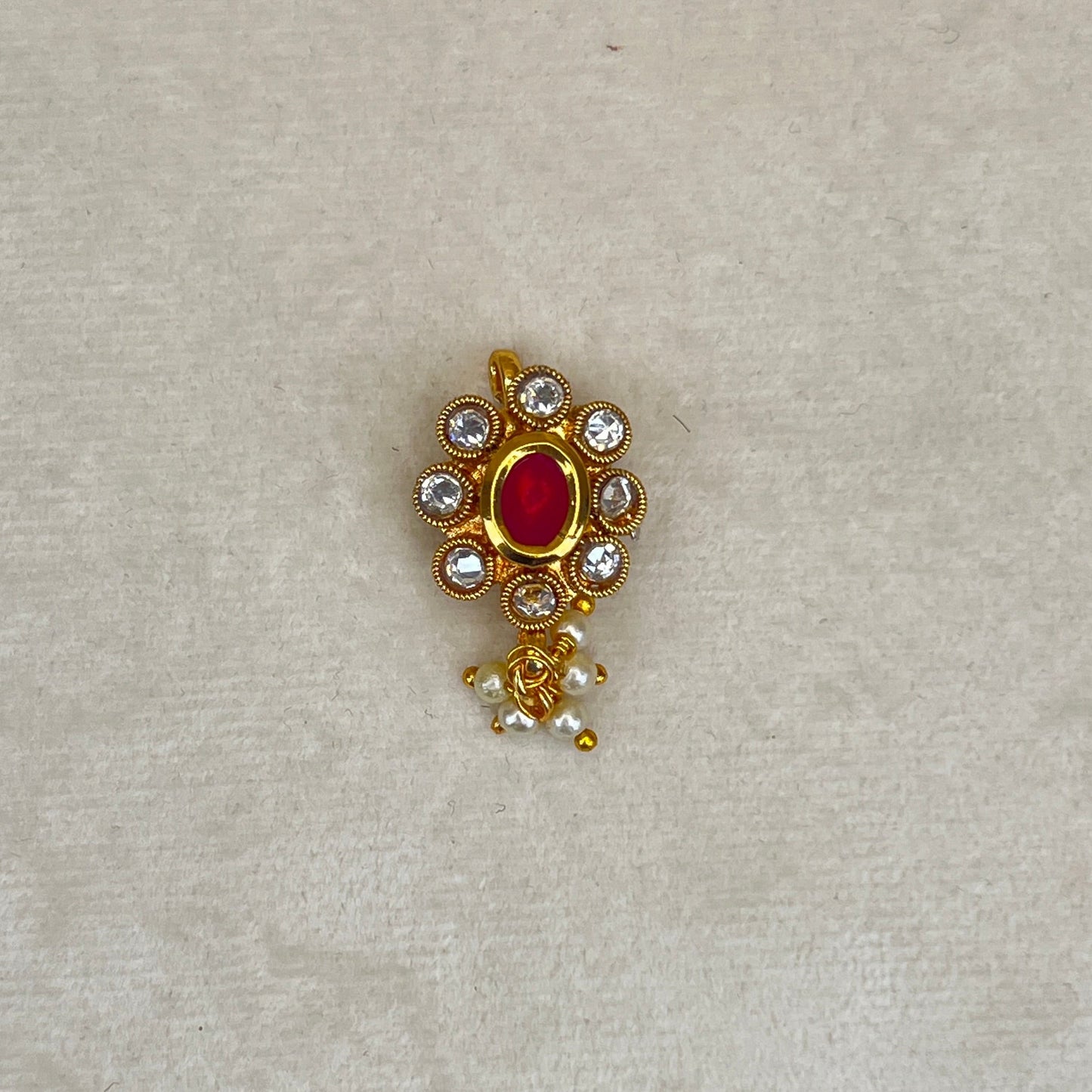 Kundan Clip On Nose Pin