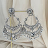 Oversized Silver Kundan Earrings