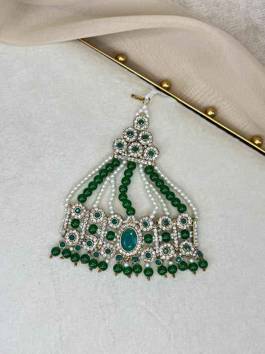 Polki Side Tikka Headpiece | Jhoomar | Japta | Passa