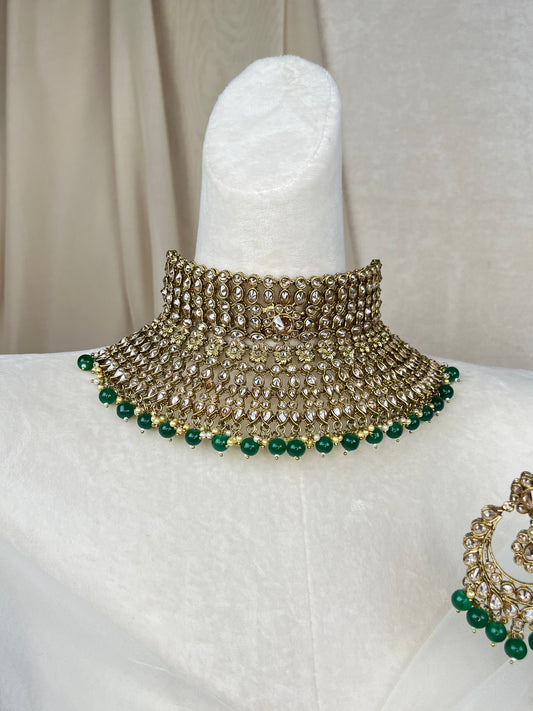 Emerald Semi Bridal Choker Set