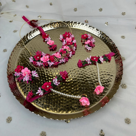 Floral | Faux Flower Necklace set w/ hand bracelets