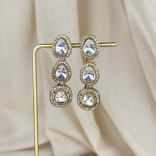 White Kundan Earrings