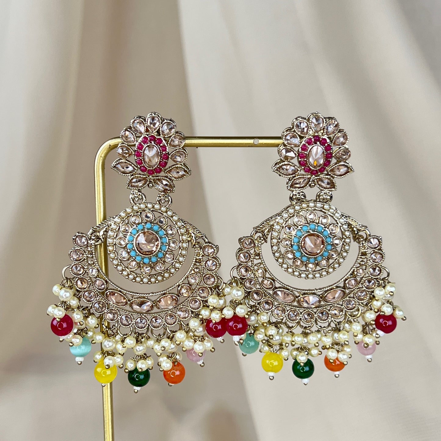 Large Chandelier Polki Earrings