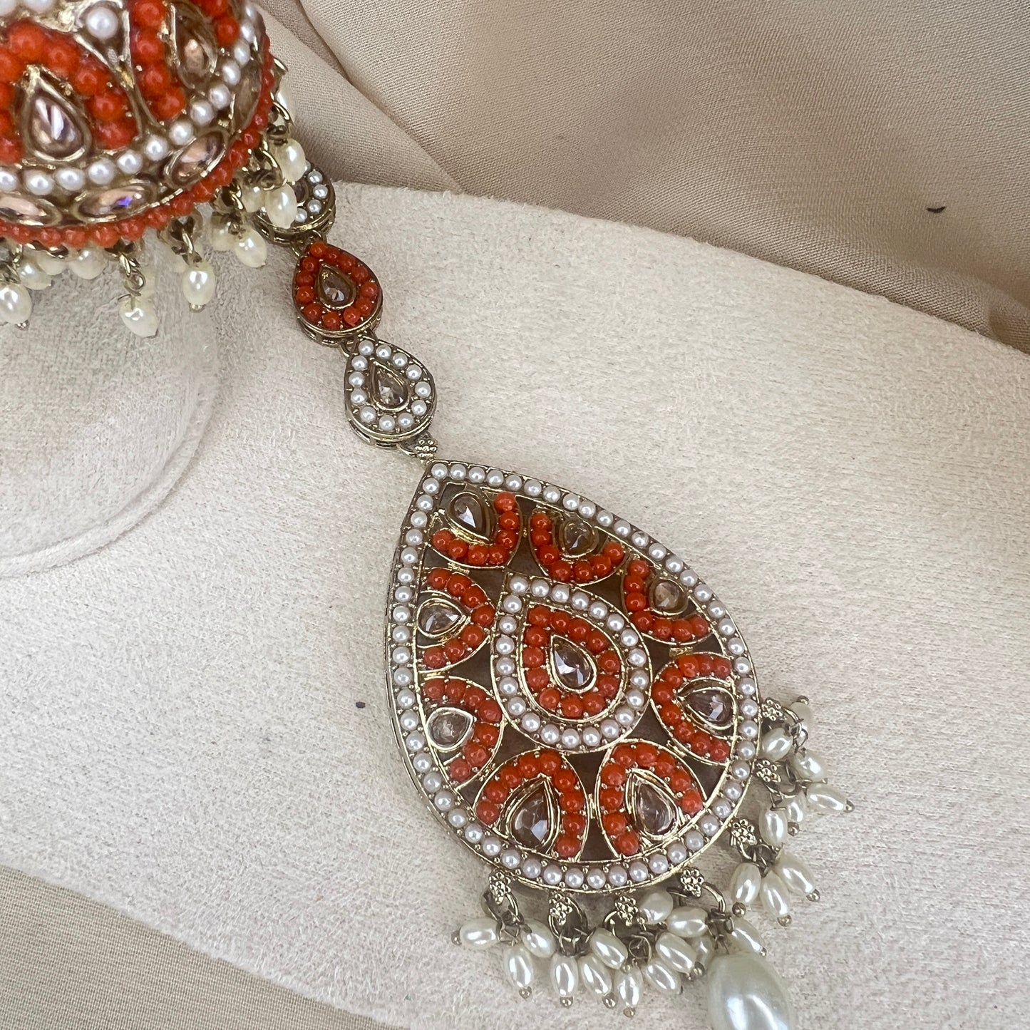 Nauratan Oversized Tikka & Jhumka Earring set
