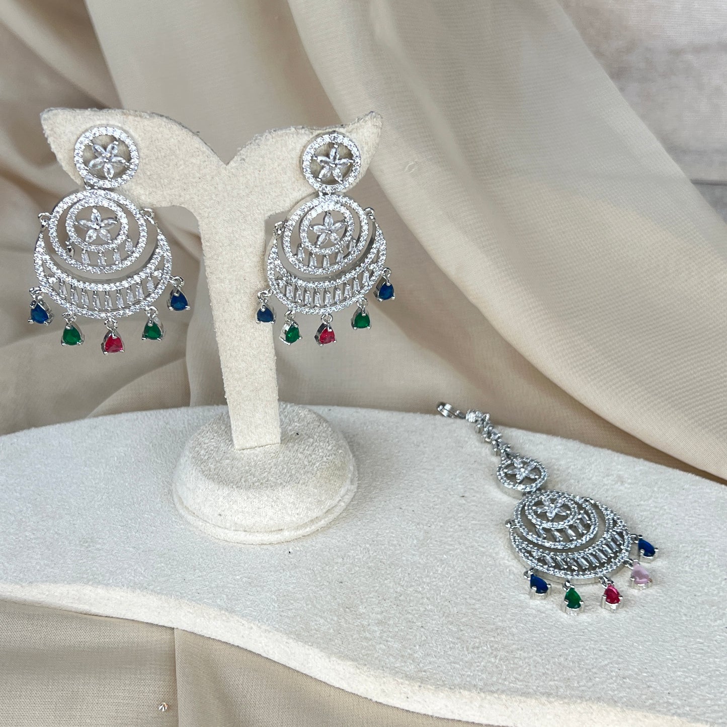 American Diamond | AD | Earring and Tikka Set