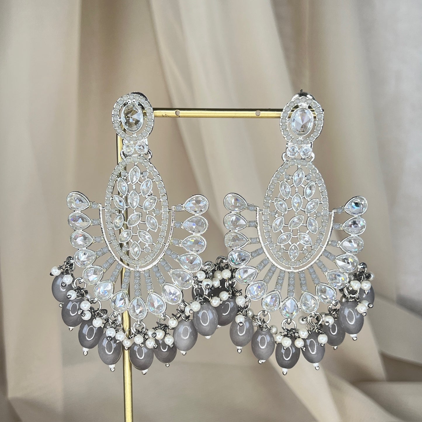 Statement Silver Polki Earrings