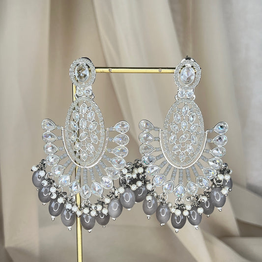 Statement Silver Polki Earrings