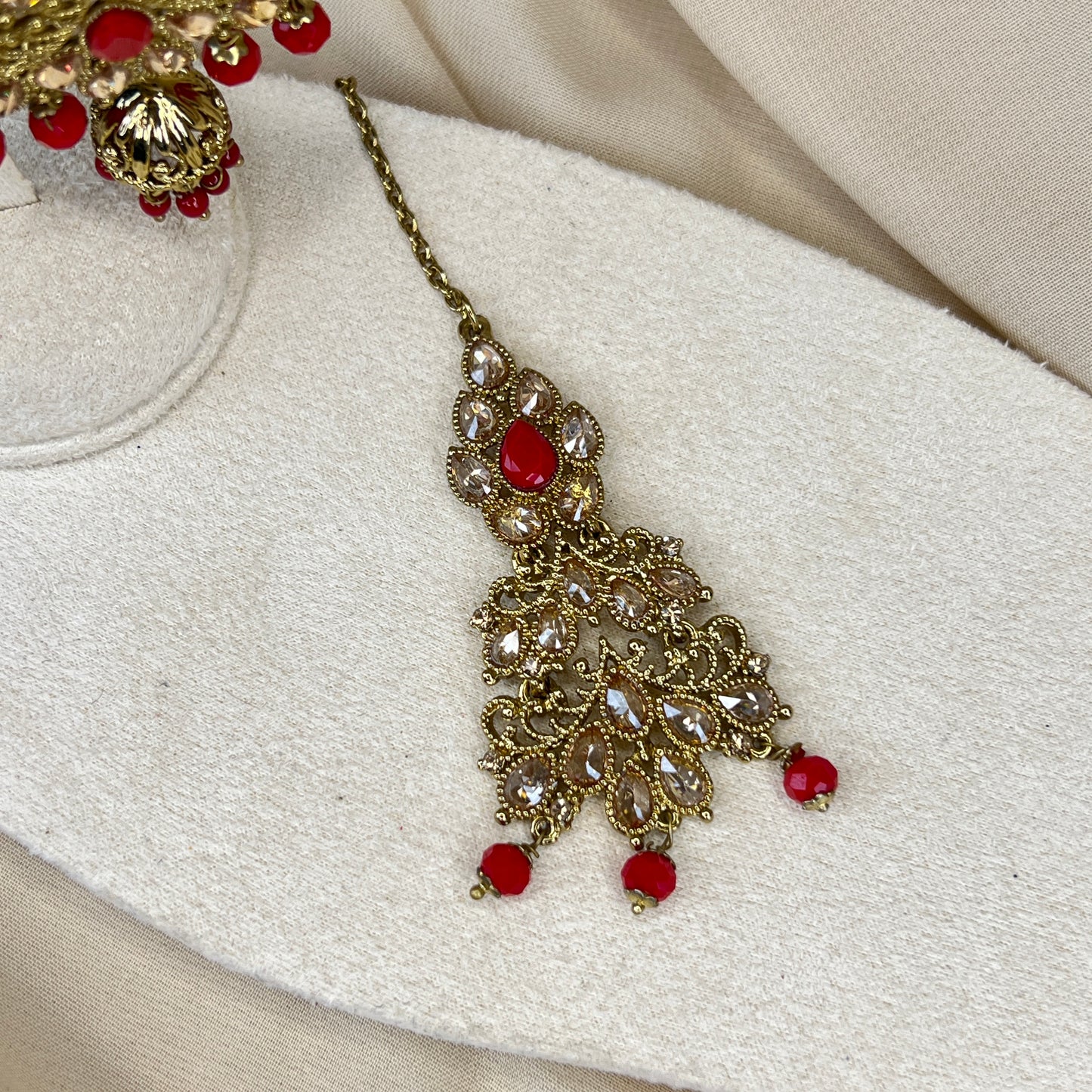 Gold Polki Earring & Tikka Set
