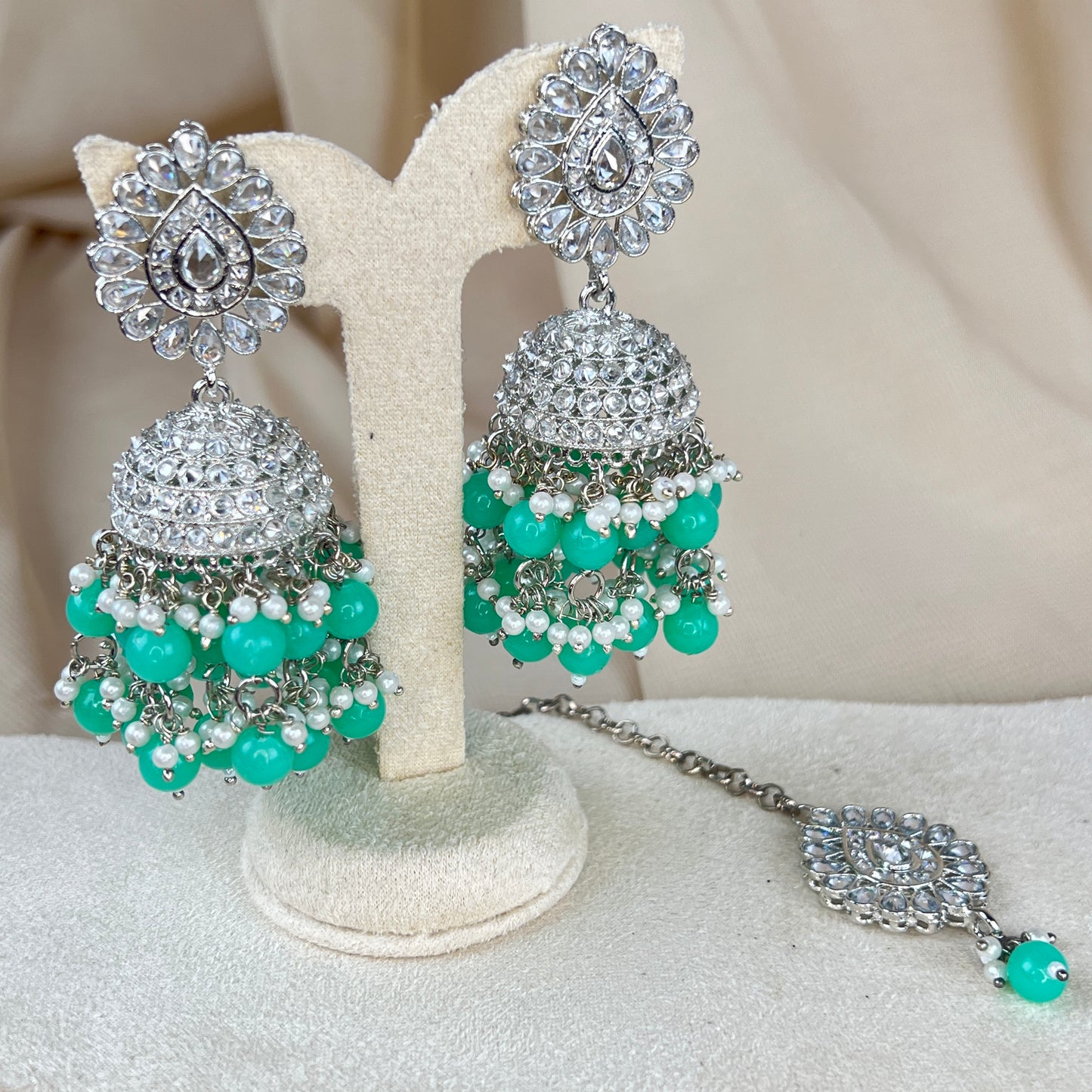 Large Jhumka Earring and Tikka Set