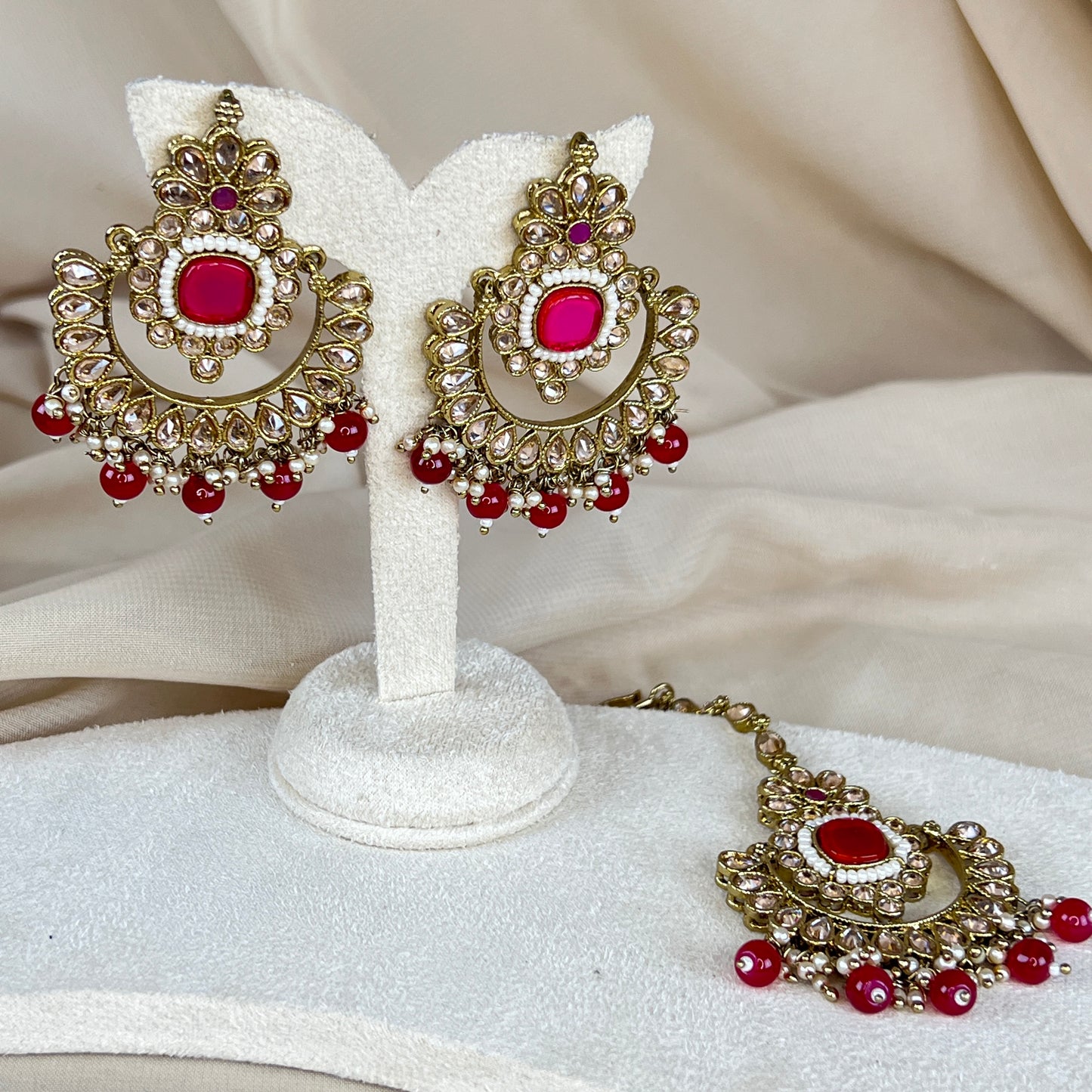 Polki Oversized Earring & Tikka Set
