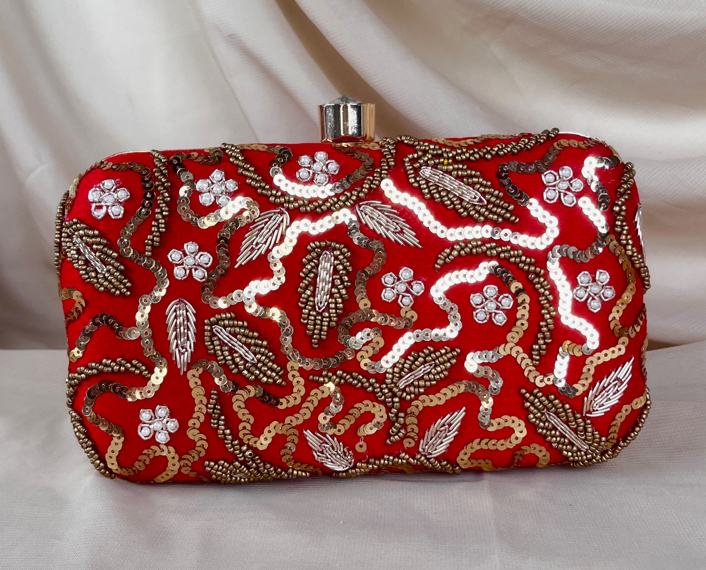 Embroidered Pearl Clutch
