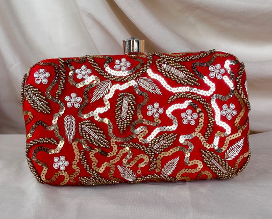 Embroidered Pearl Clutch