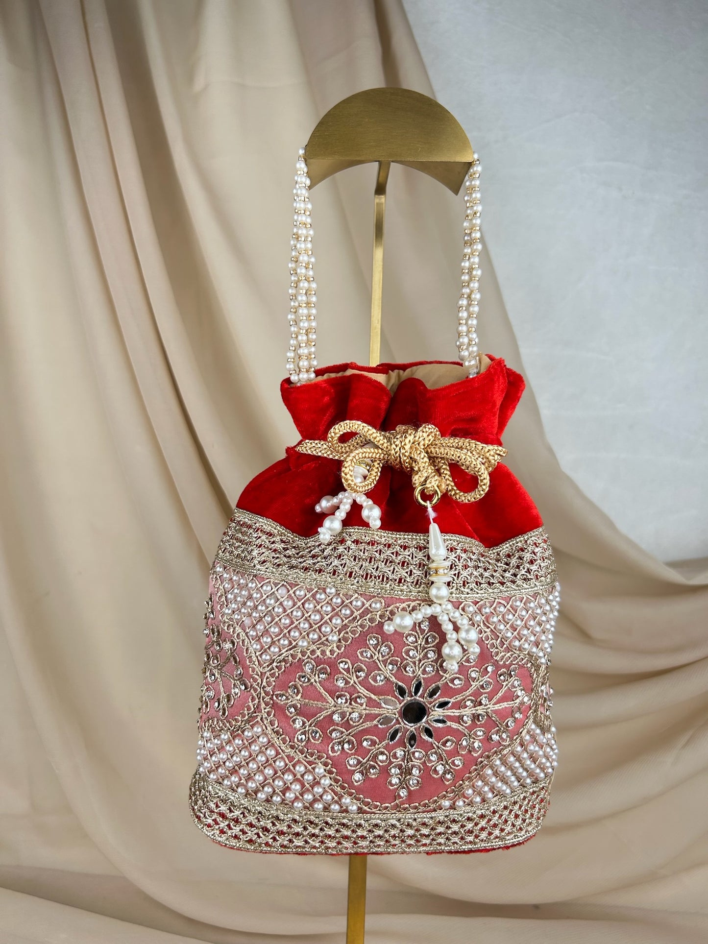 Velvet Embrodiered Potli | Purse