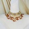 Gold & Red Kundan Semi Bridal Necklace Set