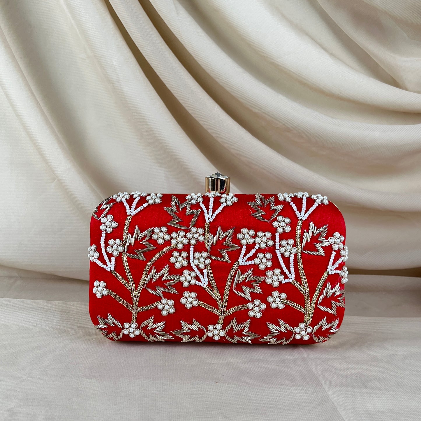 Embroidered Pearl Clutch