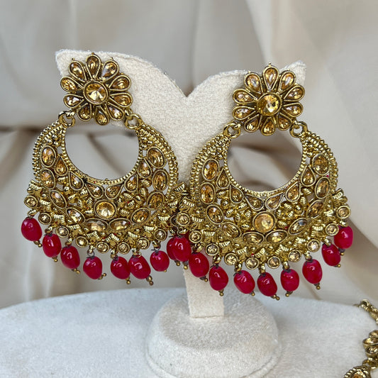 Oversized Earring and Tikka Set