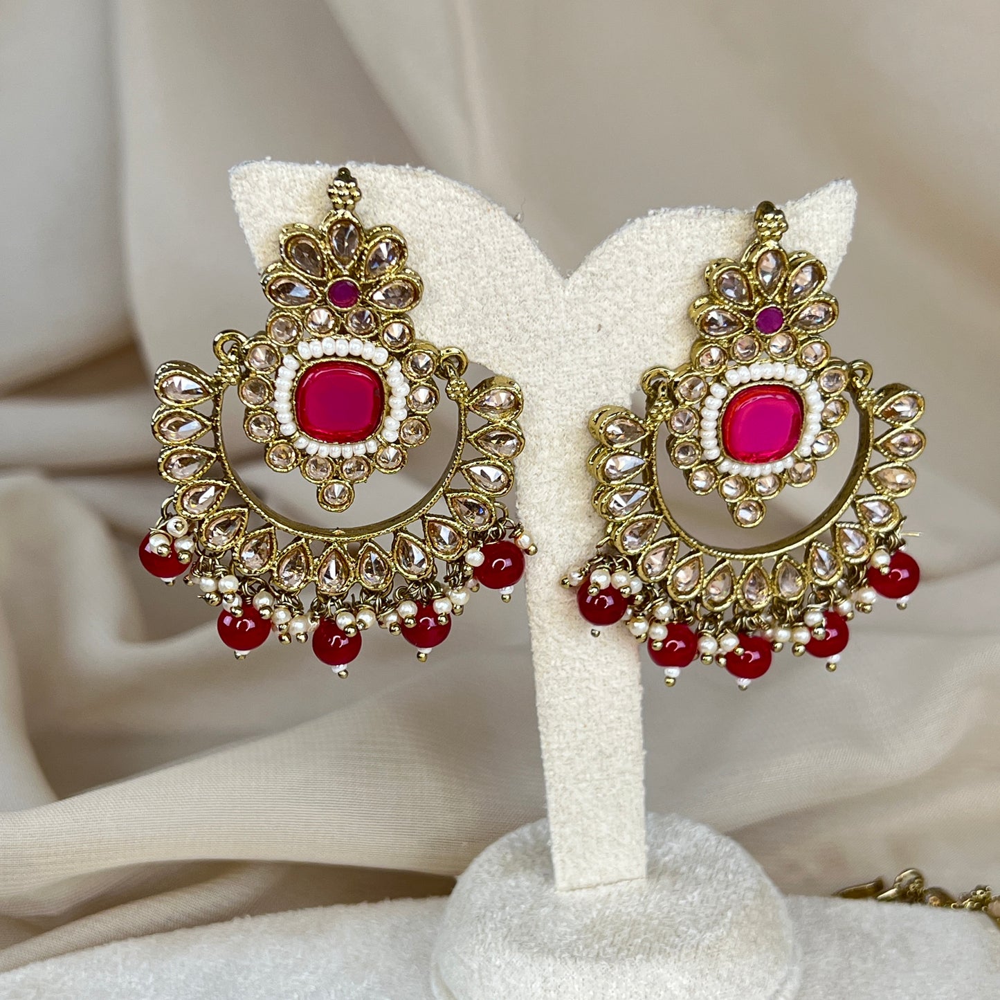 Polki Oversized Earring & Tikka Set