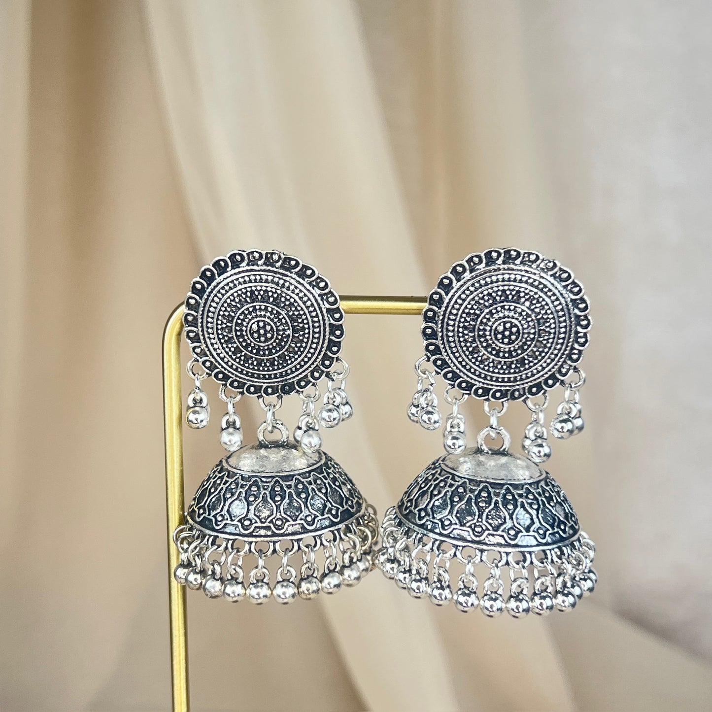 Silver and Gold Oxidized Jhumka